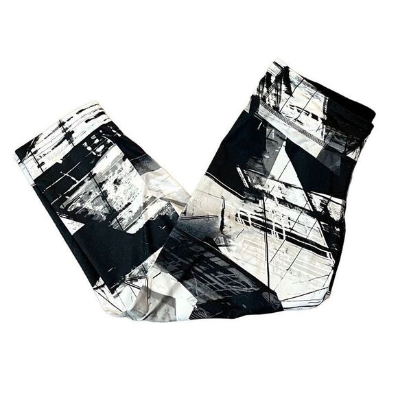 Adidas Climalite Black White Print Capri Leggings Small - Picture 1 of 10